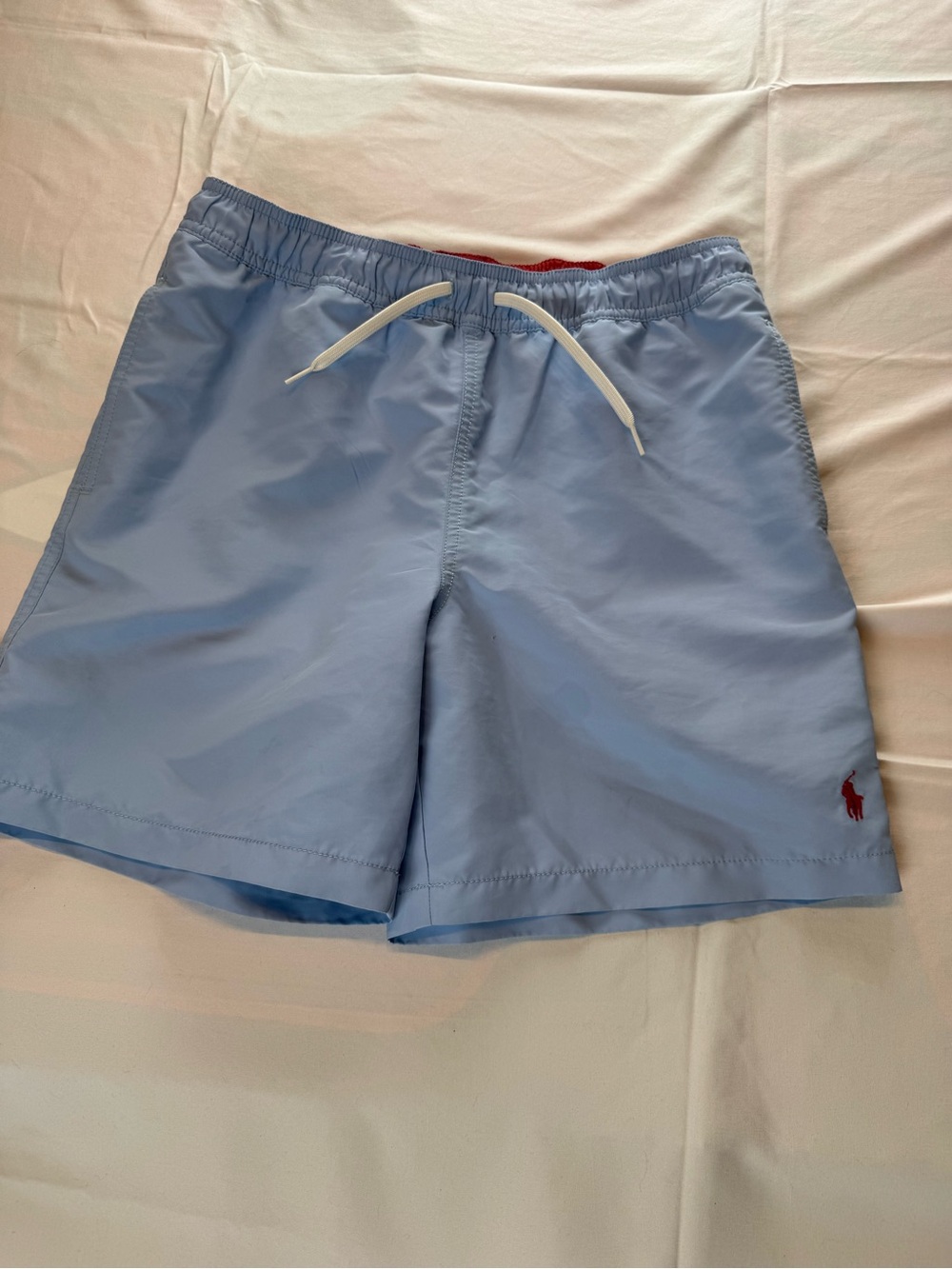 Polo Ralph Lauren Boys Swim Trunks Light Blue Red Pony Swim Shorts L 14-16 - Picture 2 of 8